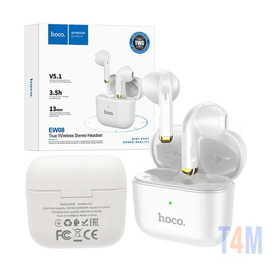 Auriculares True Inalámbricos Hoco EW08 Studious Bluetooth V5.1 Blanco